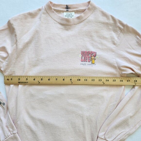 Simply Southern Pink Long Sleeve T-Shirt "Happy Life Happy Mind" Fairy Hippie - Picture 11 of 13